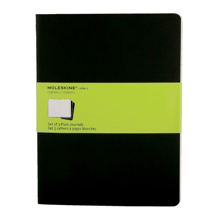 Schrift Moleskine 190x250mm blanco 240 pagina's 70gr zwart set à 3 stuks
