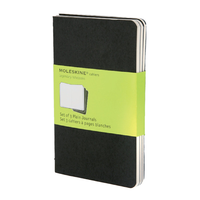 Schrift Moleskine 90x140mm blanco 240 pagina's 70gr zwart set à 3 stuks