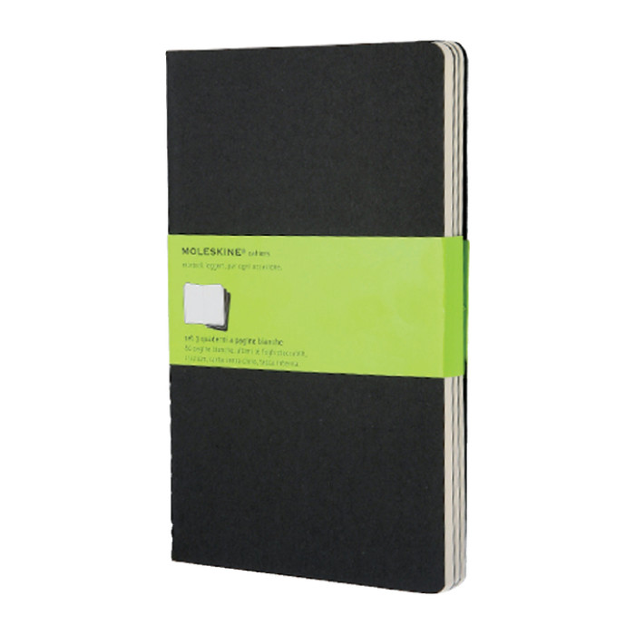 Schrift Moleskine 130x210mm blanco 160 pagina's 70gr zwart set à 3 stuks