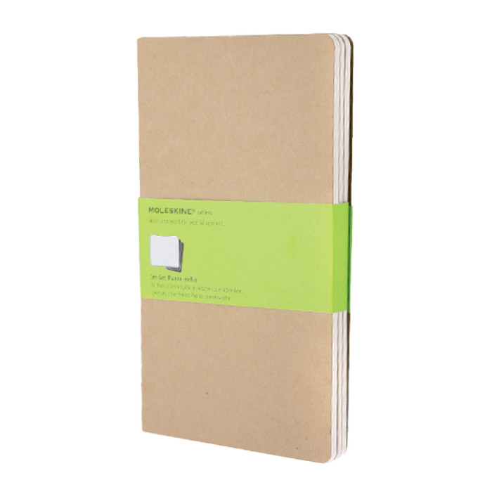 Schrift Moleskine 130x210mm blanco 160 pagina's 70gr kraft set à 3 stuks