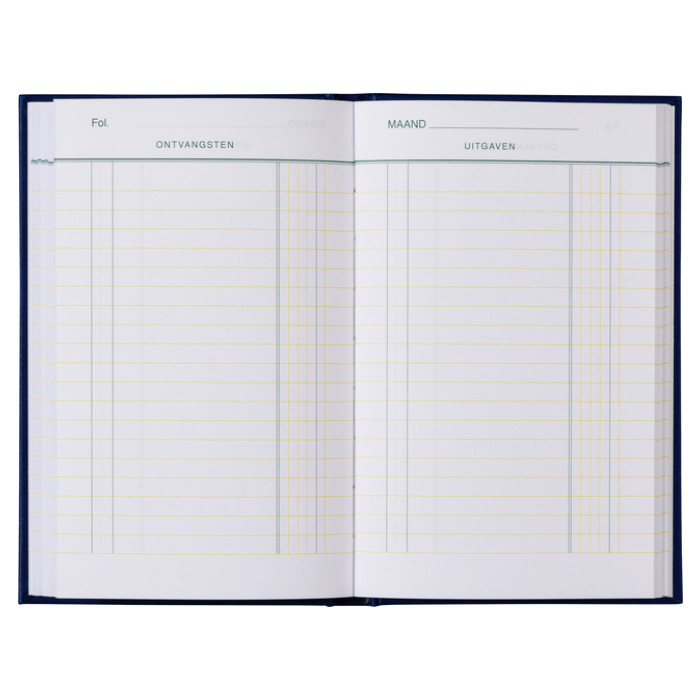 Kasboek 103x165mm 192blz 1 kolom blauw