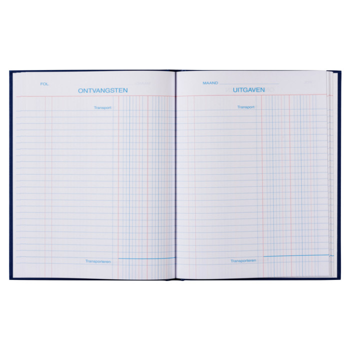 Kasboek 165x210mm 96blz 2 kolommen blauw