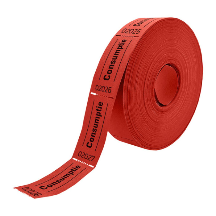 Consumptiebon Combicraft 57x30mm 2-zijdig 2x1000 stuks rood