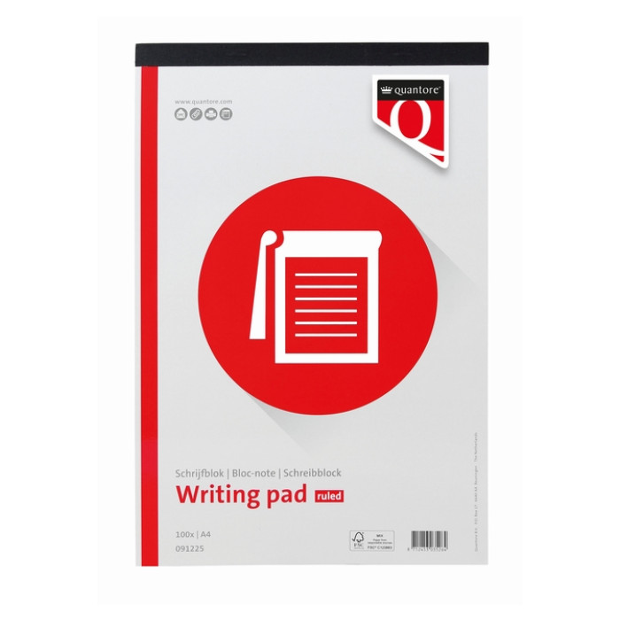 Schrijfblok Quantore A4 lijn 100vel 60gr