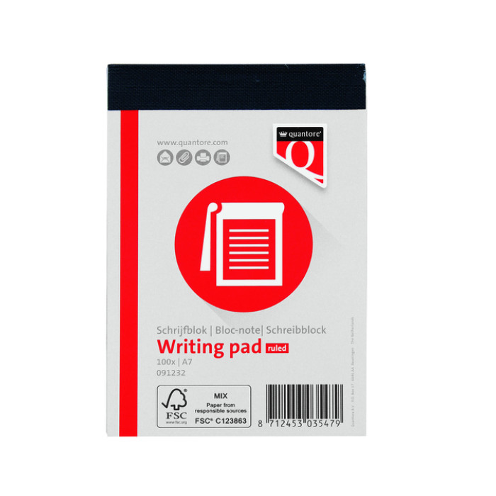 Schrijfblok Quantore A7 lijn 100vel 60gr