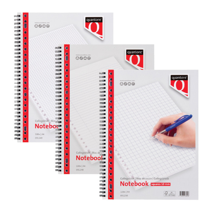 Collegeblok Quantore A4 lijn 23-gaats 4 tabs 100vel 70gr