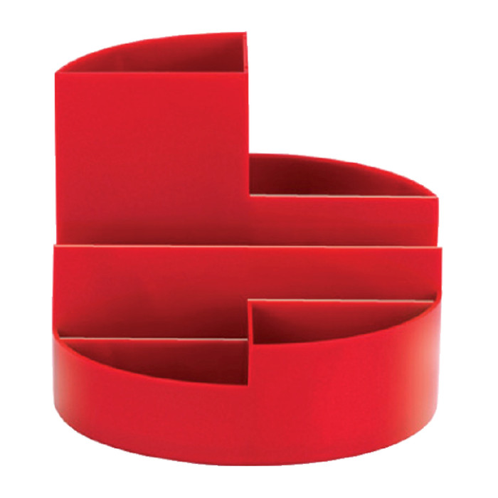 Pennenkoker MAUL roundbox 7 vakken Ø140x125mm rood