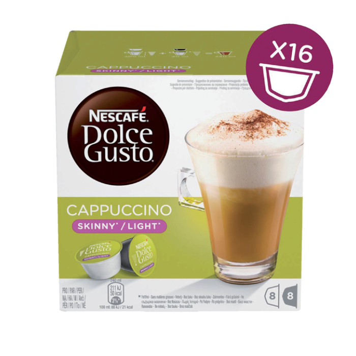 Koffiecups Dolce Gusto cappuccino light 16 stuks voor 8 kopjes