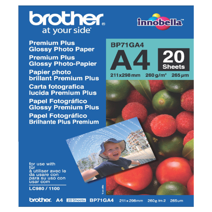 Inkjetpapier Brother Bp-71 A4 glans 260gr 20 vel