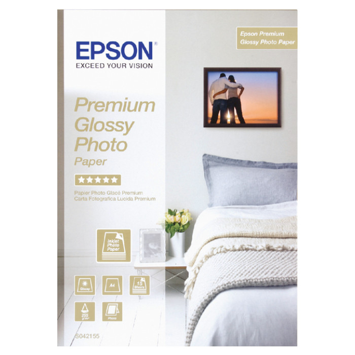 Inkjetpapier Epson S042155 A4 premium glans 225gr 15 vel