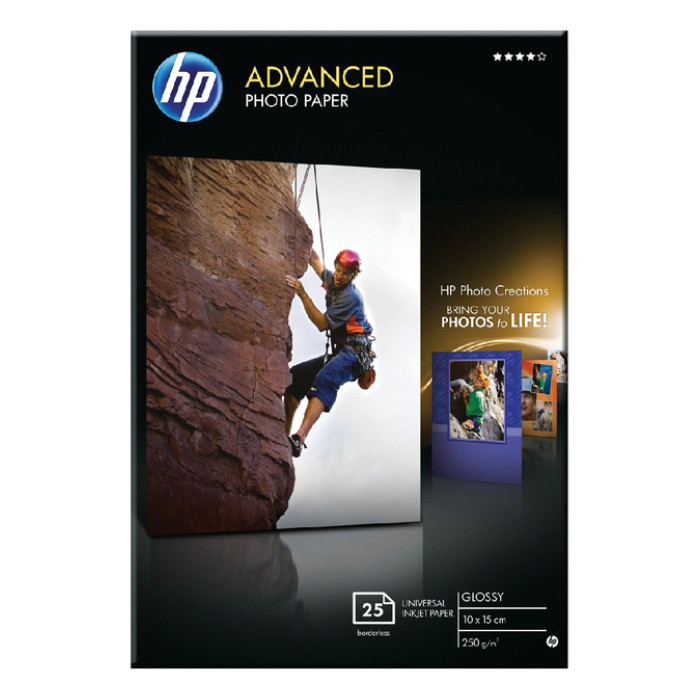 Inkjetpapier HP Q8691A 10x15cm photo glossy 250gr 25 vel