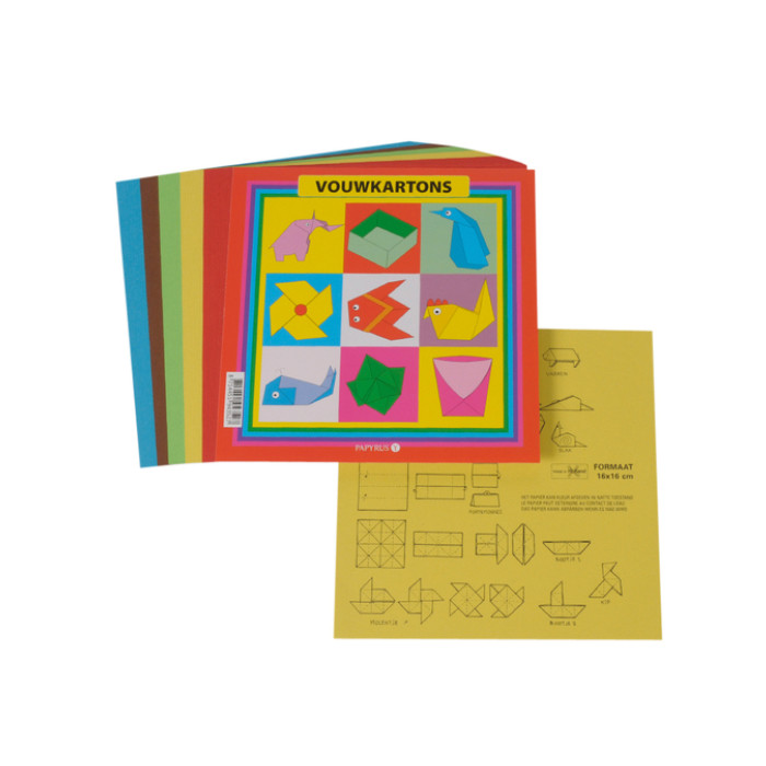 Vouwkartons vierkant 16x16cm 105gram assorti 40 vel