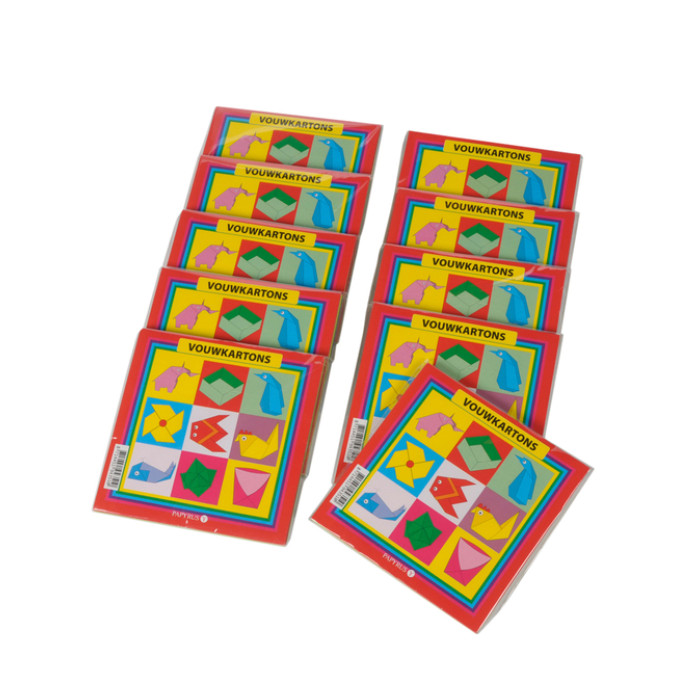 Vouwkartons vierkant 16x16cm 105gram assorti 40 vel