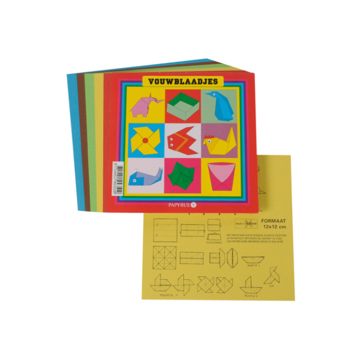 Vouwblaadjes vierkant 12x12cm 65gram assorti 90 vel