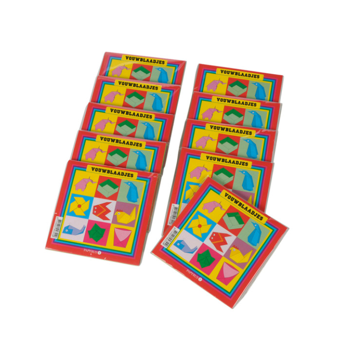 Vouwblaadjes vierkant 12x12cm 65gram assorti 90 vel