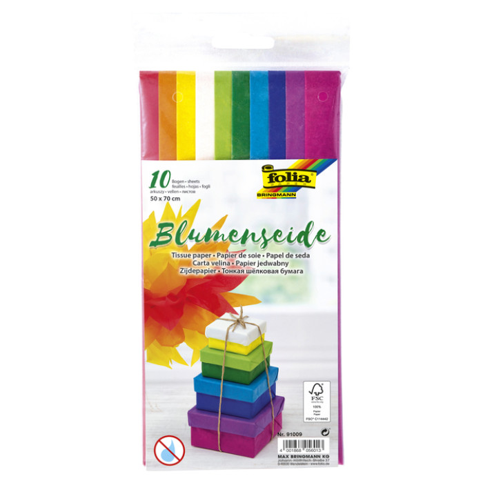 Zijdevloeipapier Folia 50x70cm 20gr assorti 10 vel