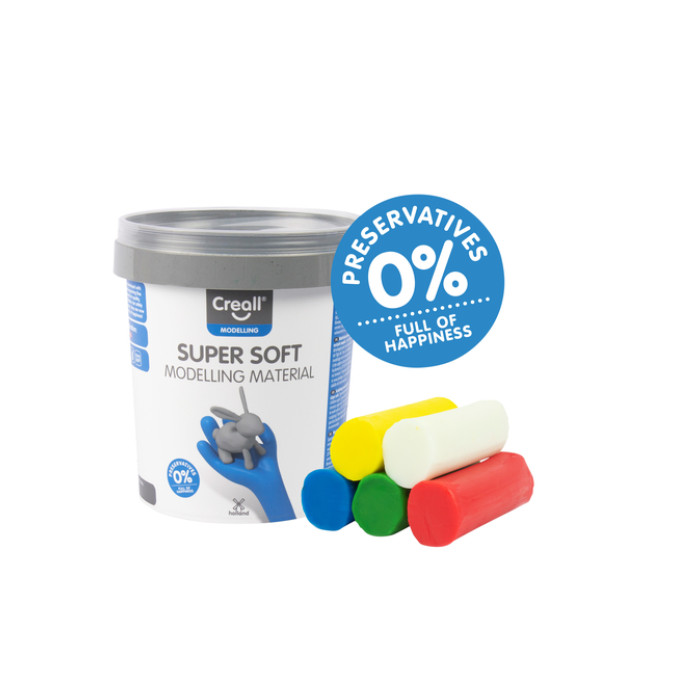 Klei Creall supersoft rood/blauw/groen/geel/wit 450gr