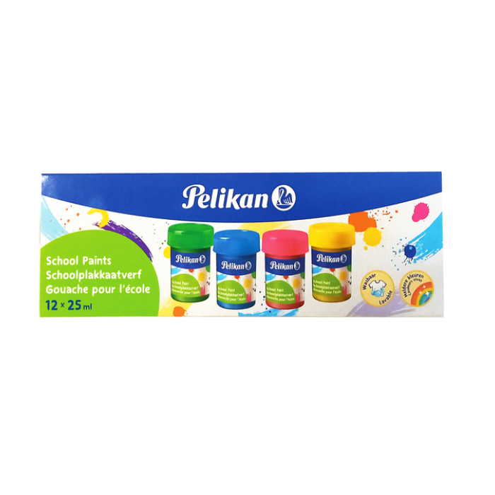 Plakkaatverf Pelikan 20ml assorti doos à 12 potjes