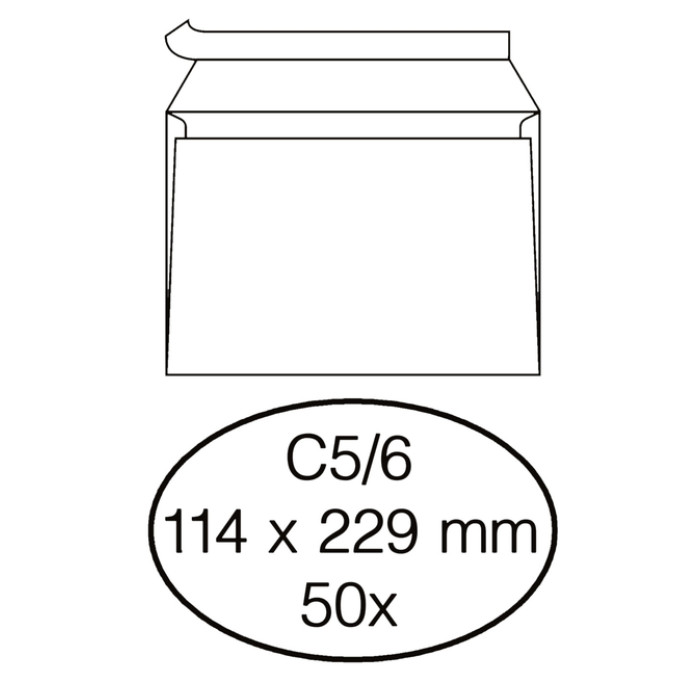 Envelop Quantore bank C5/6 114x229mm zelfklevend wit 50 stuks