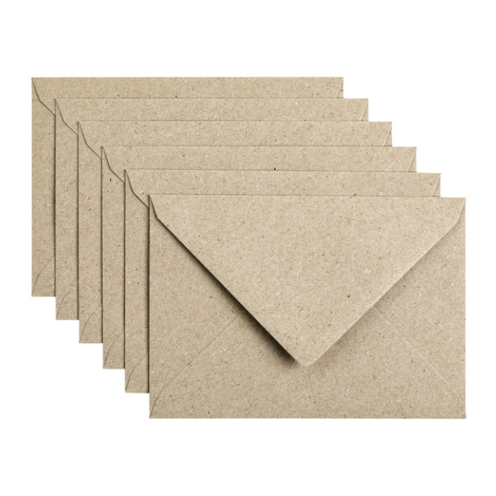 Envelop Papicolor C6 114x162mm kraft grijs pak à 6 stuks