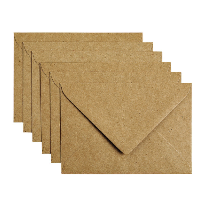 Envelop Papicolor C6 114x162mm kraft bruin pak à 6 stuks