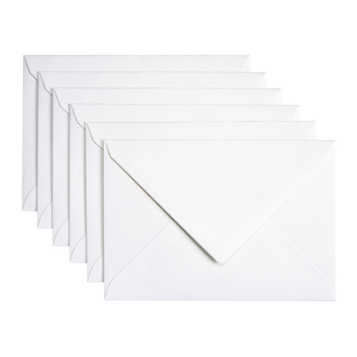 Envelop Papicolor C6 114x162mm metallic parelwit pak à 6 stuks