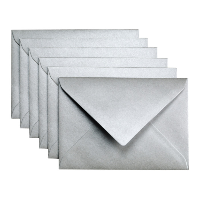 Envelop Papicolor C6 114x162mm metallic zilver pak à 6 stuks
