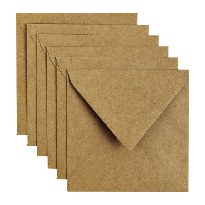 Envelop Papicolor 140x140mm kraft bruin pak à 6 stuks