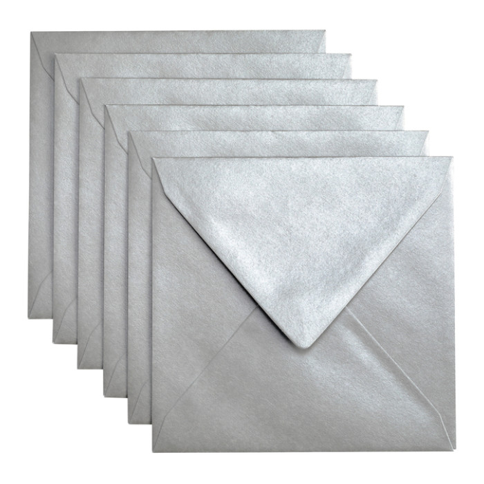 Envelop Papicolor 140x140mm metallic zilver pak à 6 stuks