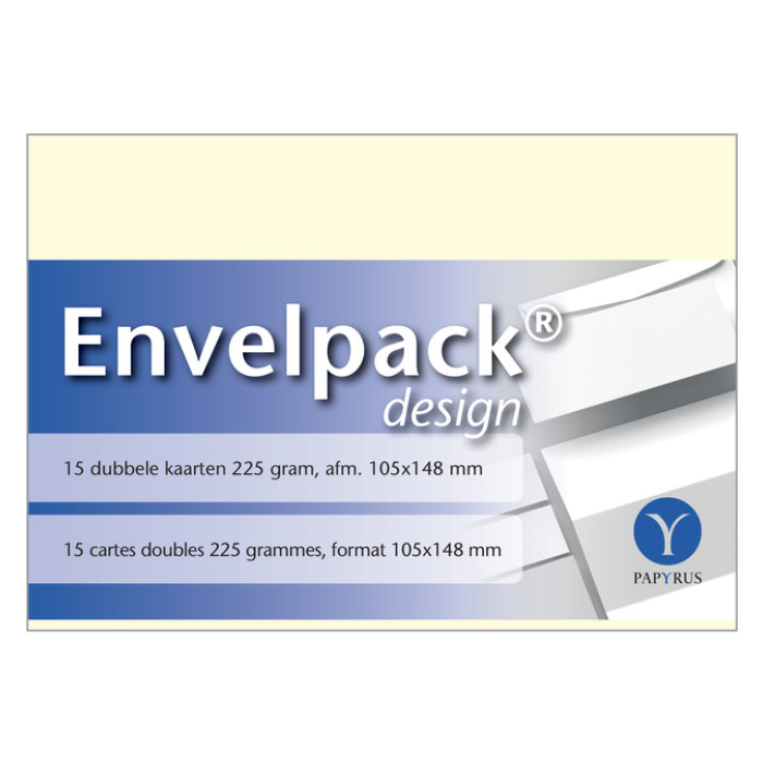 Dubbele kaart Papyrus Envelpack Design A6 105x148mm ivoor 894450 15 stuks