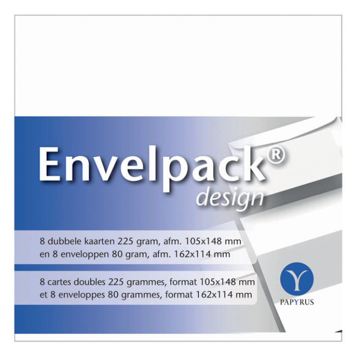Dubbele kaart Papyrus Envelpack Design C6 114x162mm wit 894436 set van 8