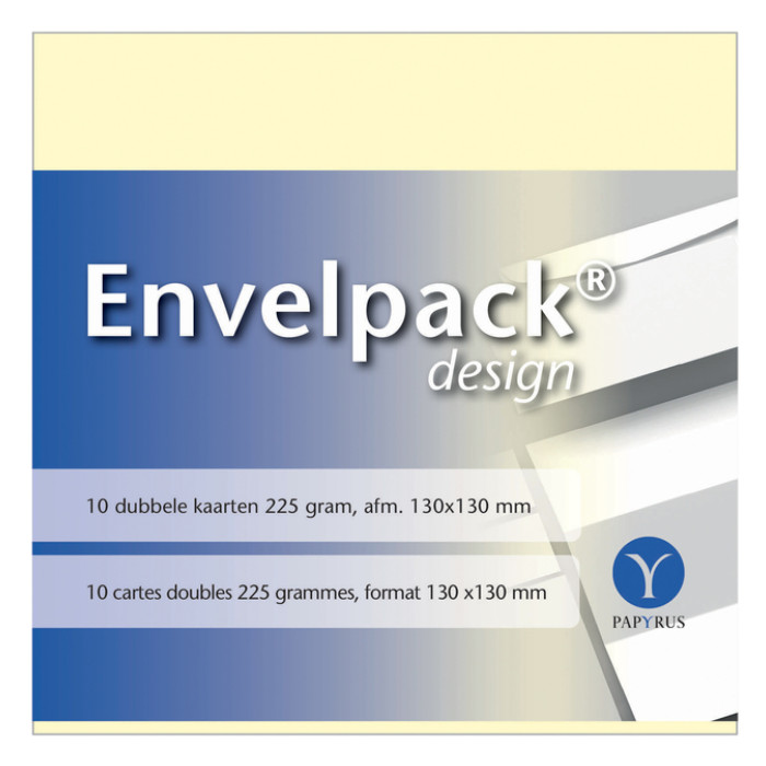 Dubbele kaart Papyrus Envelpack Design vierkant 130x130mm ivoor 894460 set van 10