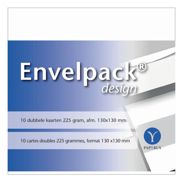 Dubbele kaart Papyrus Envelpack Design vierkant 130x130mm wit 894466 set van 10