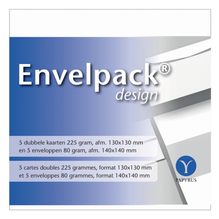 Dubbele kaart Papyrus Envelpack Design vierkant 140x140mm wit 894446 set van 5