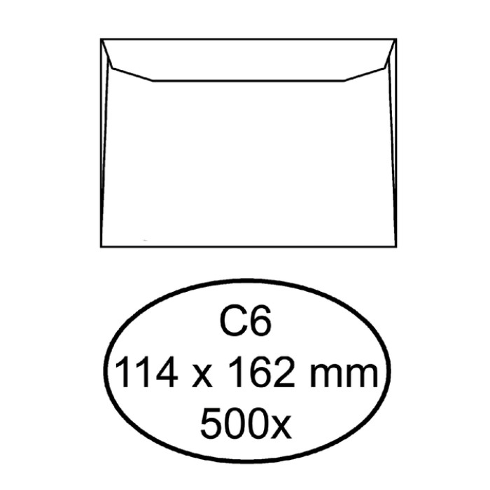 Envelop Hermes bank C6 114x162mm gegomd wit doos à 500 stuks