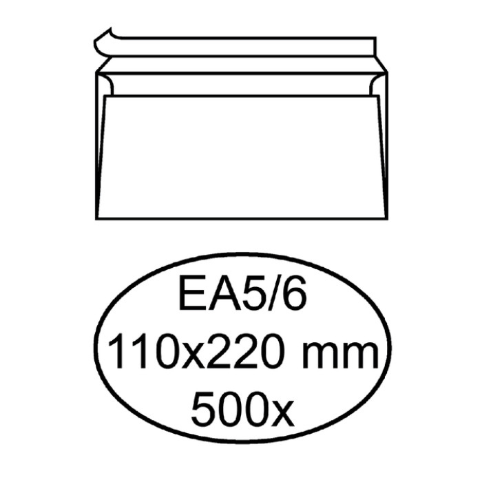 Envelop Hermes bank EA5/6 110x220mm zelfklevend wit doos à 500 stuks