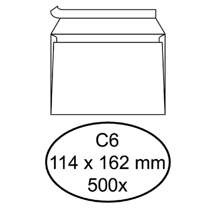 Envelop Hermes bank C6 114x162mm zelfklevend wit doos à 500 stuks