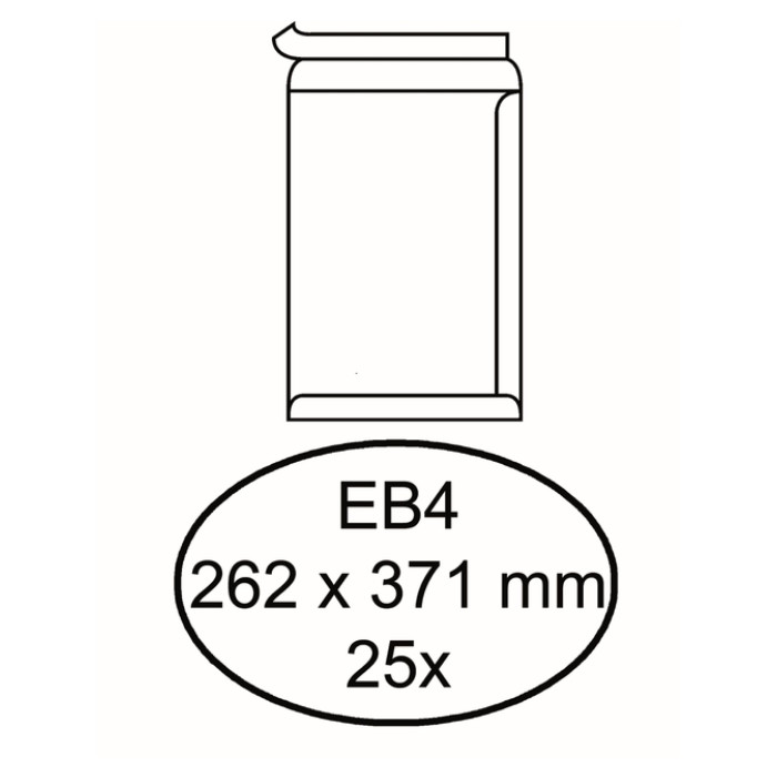Envelop Hermes akte EB4 262x371mm zelfklevend wit pak à 25 stuks