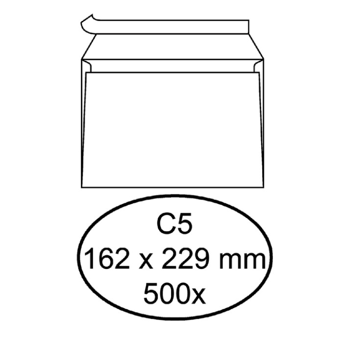 Envelop Hermes bank C5 162x229mm zelfklevend wit doos à 500 stuks