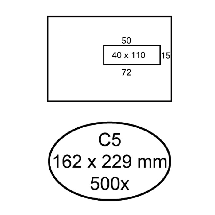 Envelop Quantore 162x229mm venster 4x11cm rechts 500 stuks