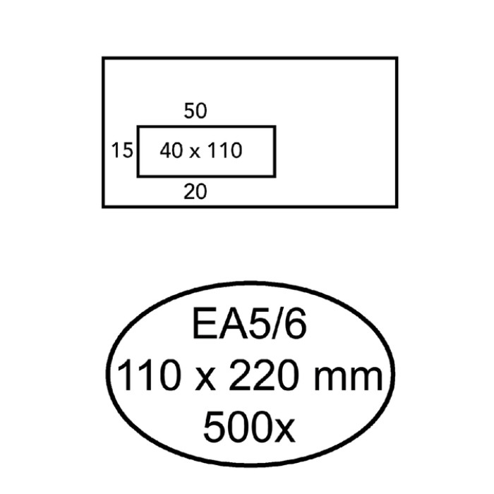 Envelop Quantore 110x220mm venster 4x11cm links zelfklevend 500 stuks