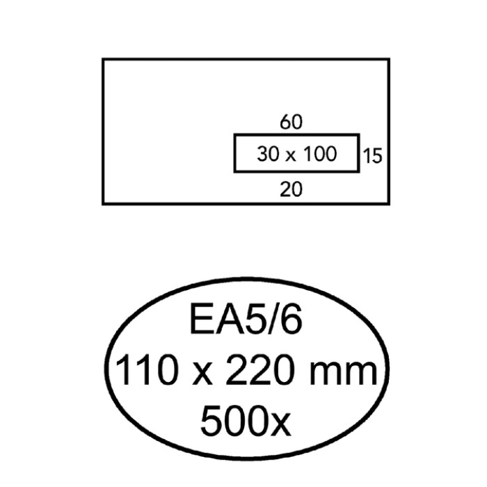 Envelop Quantore 110x220mm venster 3x10cm rechts zelfklevend 500 stuks