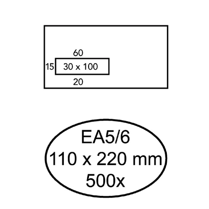 Envelop Quantore 110x220mm venster 3x10cm links zelfklevend 500 stuks