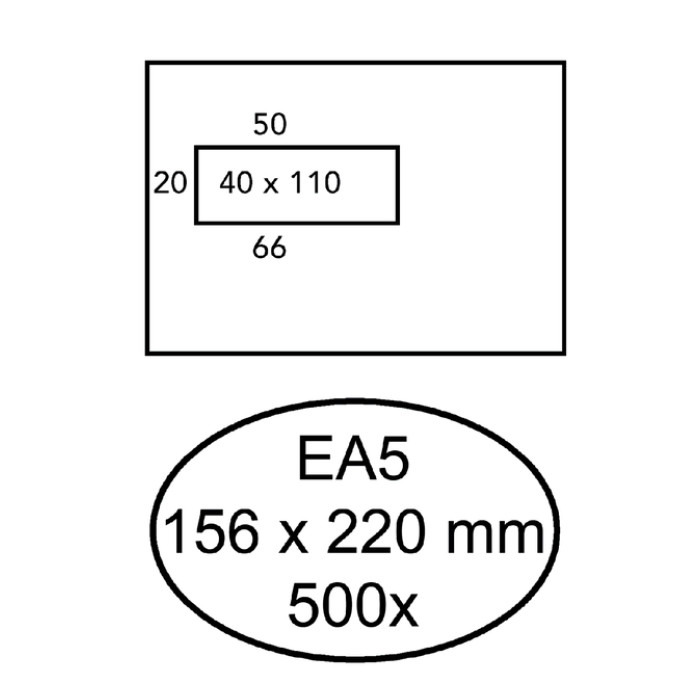 Envelop Quantore 156x220mm venster 4x11cm links zelfklevend 500 stuks
