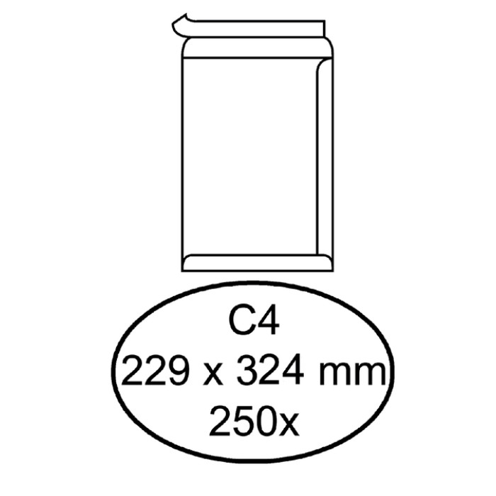 Envelop Hermes akte C4 229x324mm zelfklevend wit doos à 250 stuks