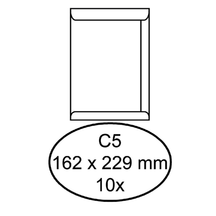 Envelop Hermes akte C5 162x229mm zelfklevend wit pak à 10 stuks