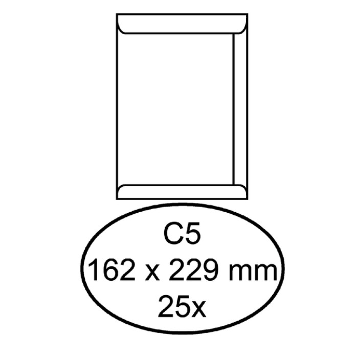 Envelop Hermes akte C5 162x229mm zelfklevend wit pak à 25 stuks