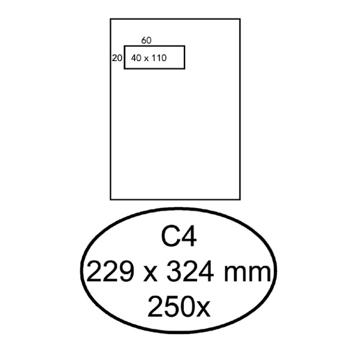 Envelop Quantore 229x324mm venster 4x11cm links zelfklevend 250 stuks