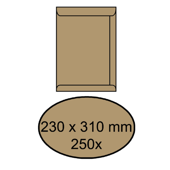 Envelop IEZZY akte 230x310mm zelfklevend 90gr bruin 250 stuks
