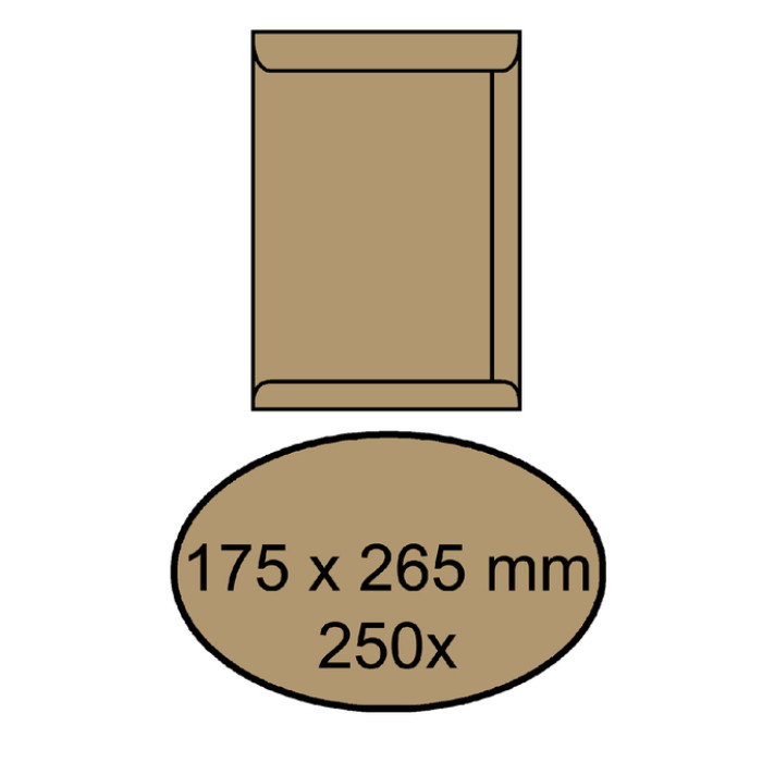 Envelop akte IEZZY 175x265mm zelfklevend 90gr bruin 250 stuks